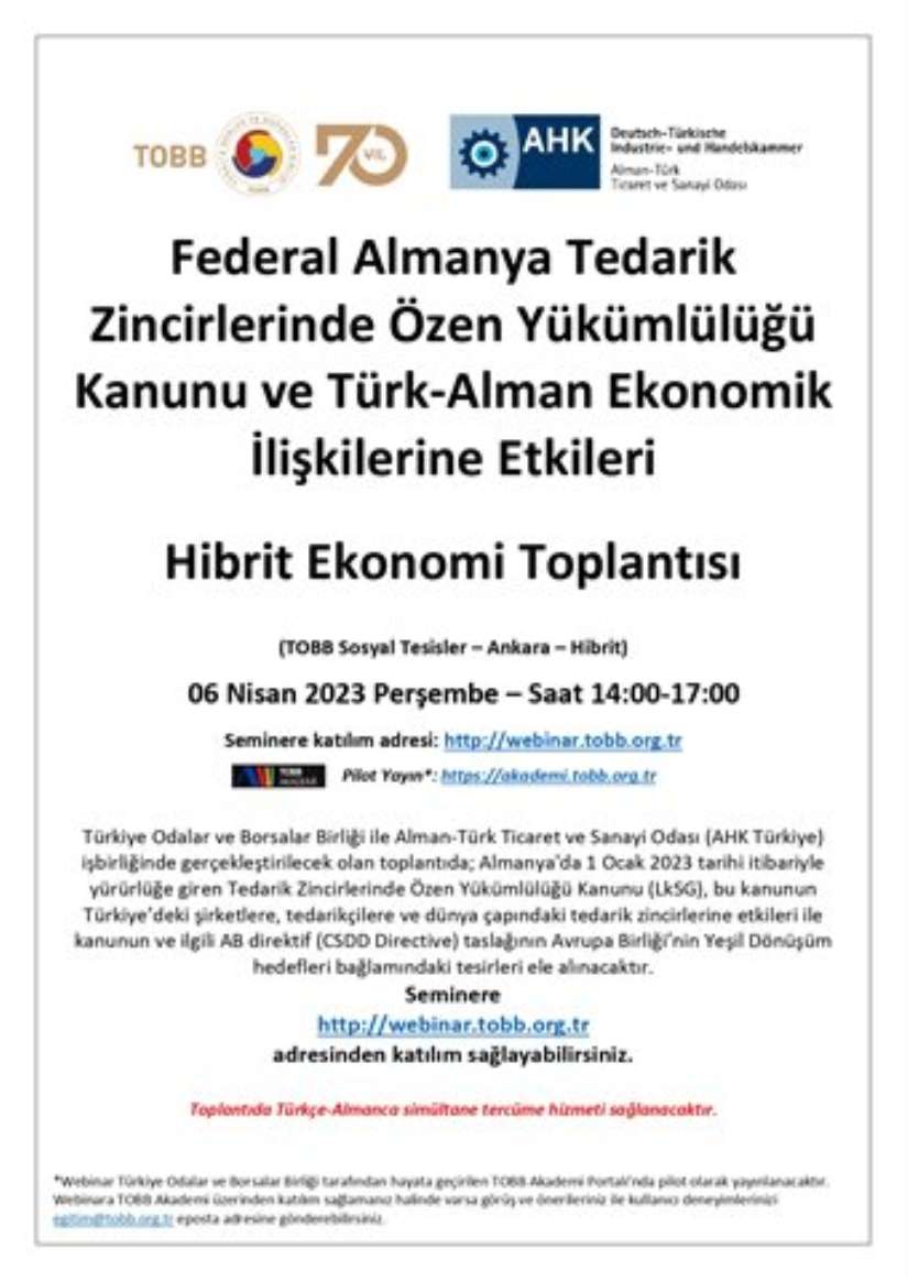 ALMAN TEDARİK ZİNCİRİNDE “ÖZEN YÜKÜMLÜLÜĞÜ YASASI” EKONOMİ TOPLANTISI