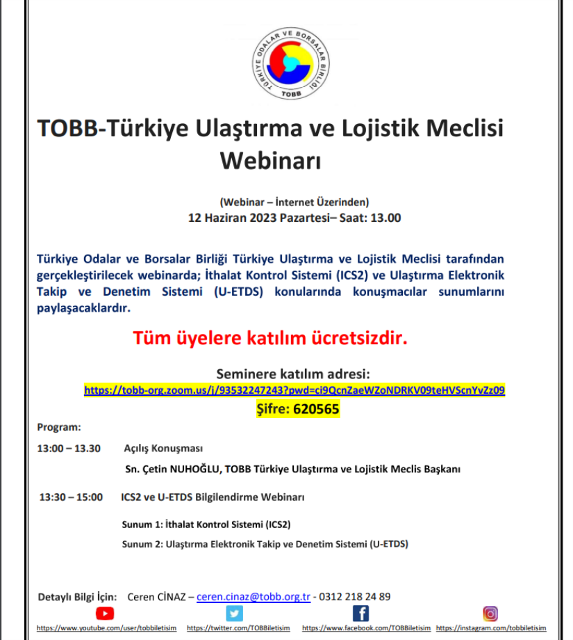 Ulaştırma ve Lojistik Meclisi Webinarı Hakkında